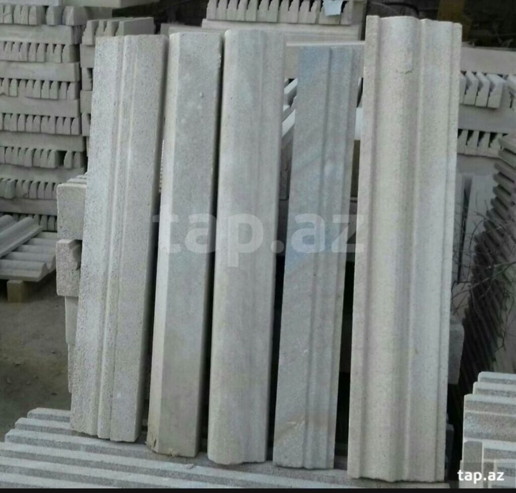 Məmulat: Ağ/açıq boz rəngli dekorativ daş bordür və parapet — Plitka və örtü materialları, Mehdiabad (5)