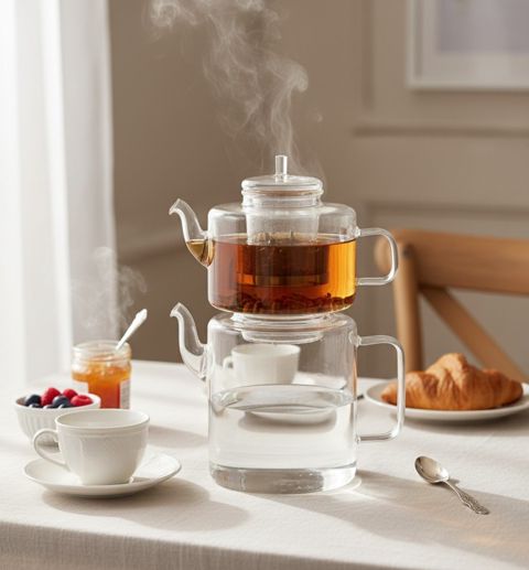 Çaydan dəsti NS17, borosilikat şüşə, şəffaf, 900/1500 ml — Bakı