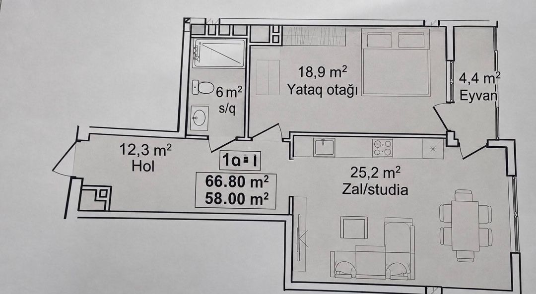 Satılır 2 otaqlı yeni tikili 67 m² — Mənzil, Bakı (5)