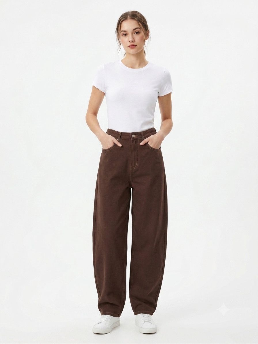 Baggy cins qadınlar üçün, poliester, qəhvəyi, ölçü 27 — Mallar, Bakı