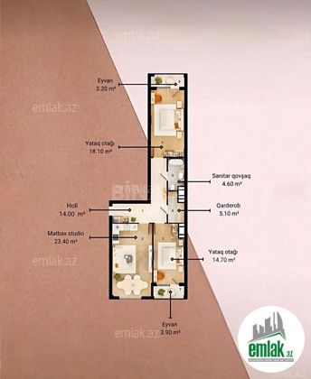 Satılır 3 otaqlı 88 m² yeni tikili Saray — Mənzil (2)