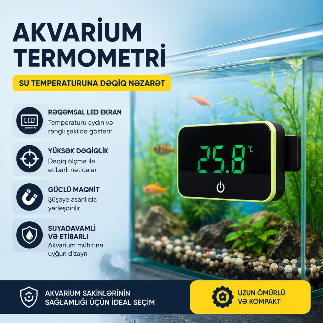 Akvarium termometri 3608 — Mallar, Bakı
