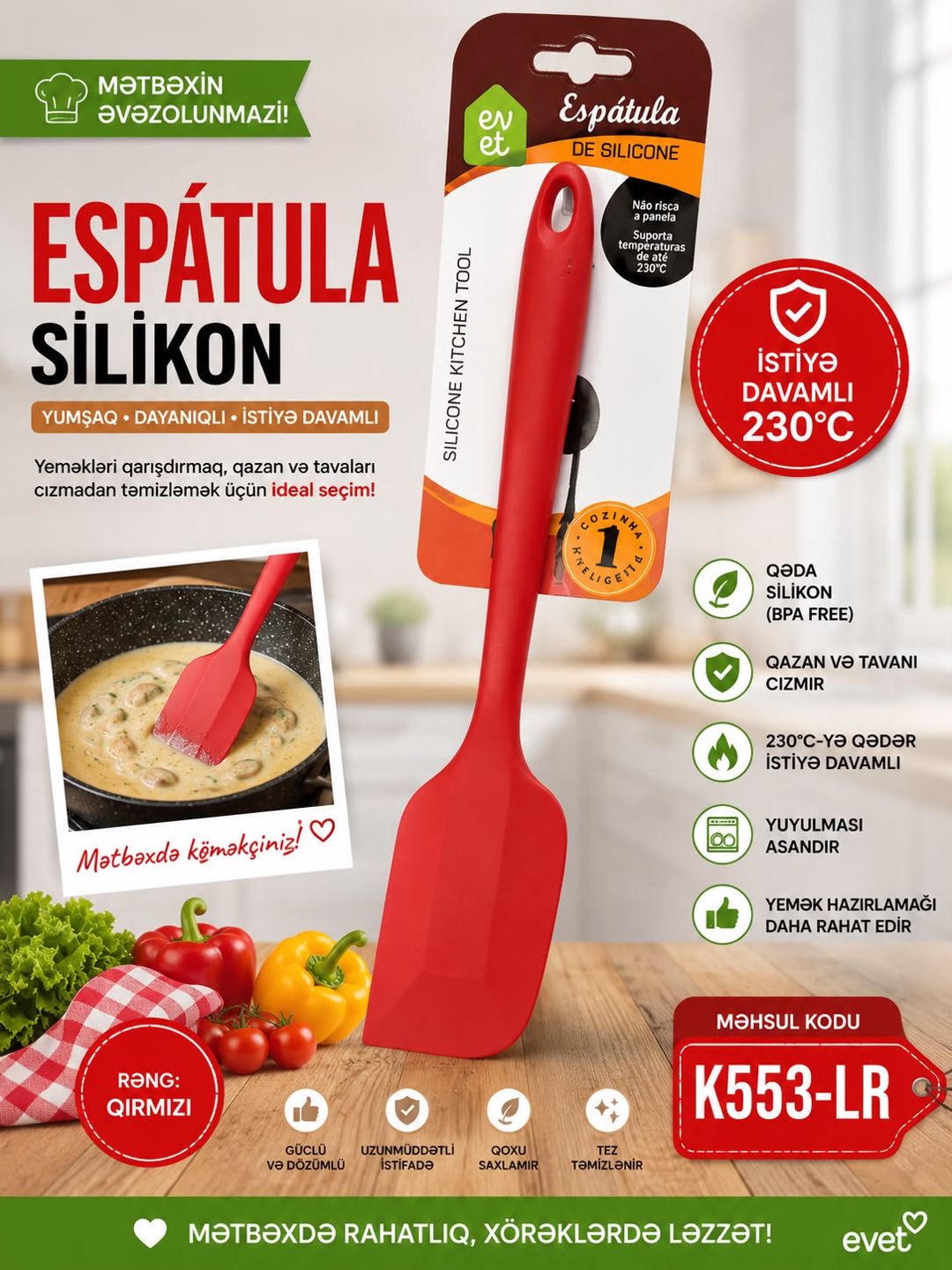 Aşpaz kürəkciyi K553-LR, qırmızı — Mallar, Bakı (2)