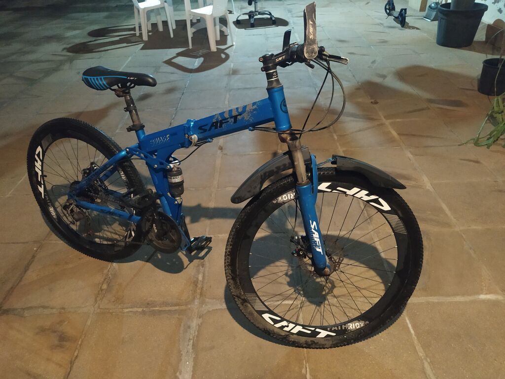Saft brendi, mavi rəngli tam asqılı qatlanan velosiped - Qatlanan — Dağ velosipedləri, Qusar (6)