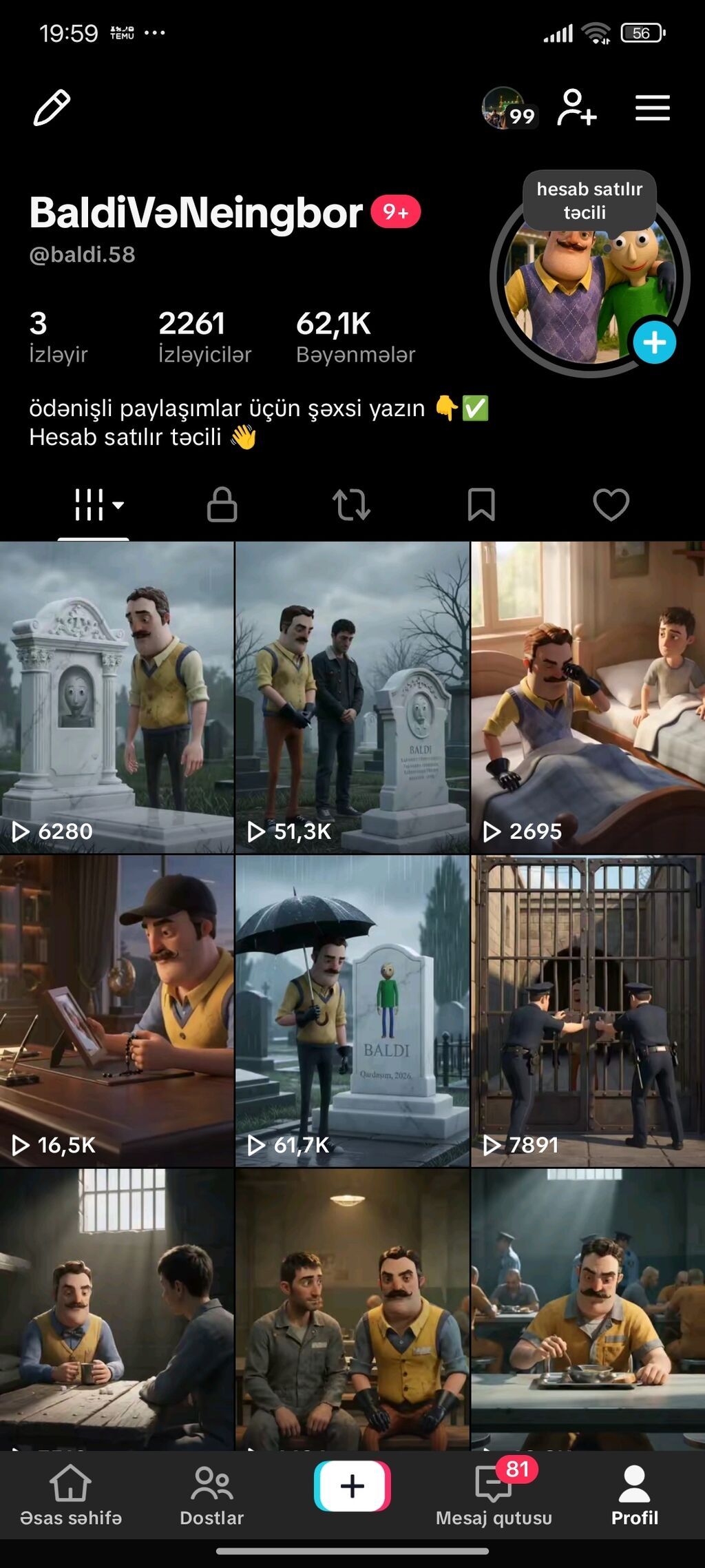 TikTok hesabı – “BaldiVaNeingbor” (@baldi.58) hesab full du yəni çox — Marketing, reklam, PR, Digah