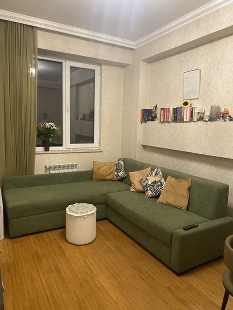 Yaşıl rəngli L formalı künc divan - Müasir minimal dizayn, düz — Bakı