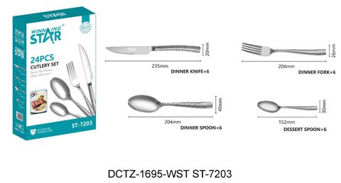 Süfrə ləvazimatları dəsti Winning Star ST-7203, paslanmayan polad, gümüşü, 24 parça — Bakı