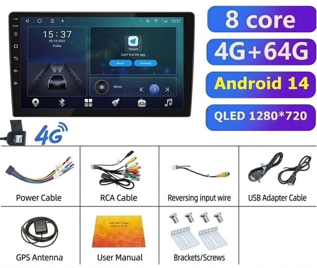 Monitor, İşlənmiş, Başlıq arxası, LCD displey, Çin, Ödənişli çatdırılma — Avtomobil televizorları və monitorları, Bakı (4)