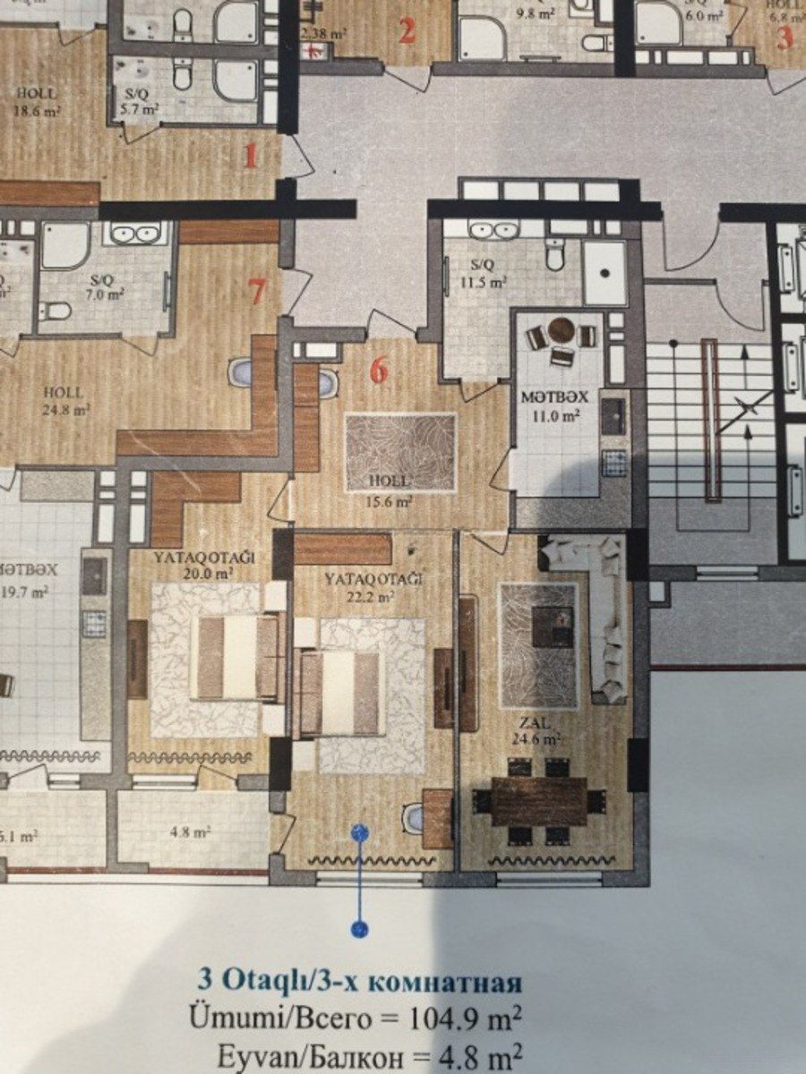 Satılır 3 otaqlı yeni tikili 110 m² — Mənzil, Bakı (4)