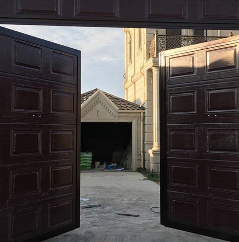 Yeni Dəmir Qaraj darvazası, Yana açılan, Avtomatik, rəng - Qəhvəyi, Fotosel, Kredit yoxdur, Pulsuz quraşdırma, Pulsuz çatdırılma — Bakı