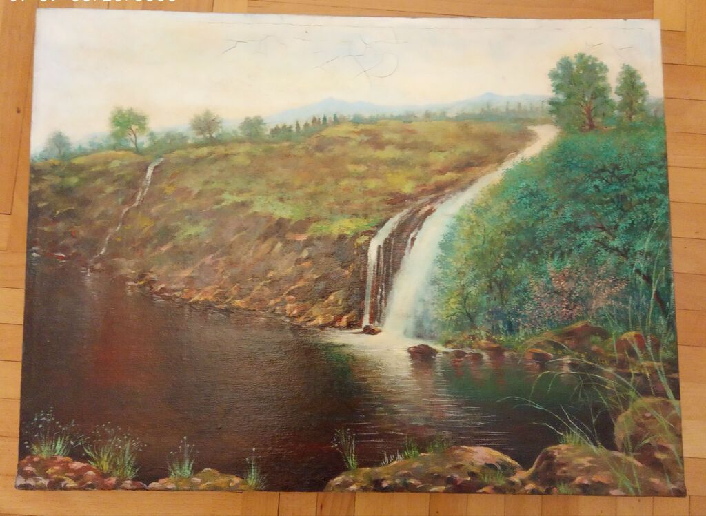 Yağlı boya tablo – “Şəlalə” (2009) - Mövzu: Təbiət mənzərəsi – yüksək — Şəkillər, plakatlular və çərçivələr, Bakı (5)
