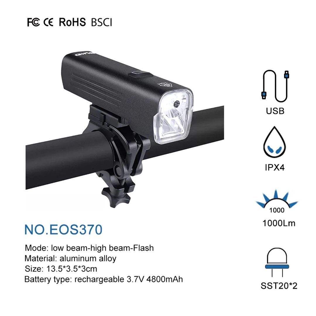 Velosiped üçün fənər Cycle Zone Ultra 1000 Lumen, USB ilə şarj olunan, Power Bank funksiyalı, LED, alüminium, suya davamlı, qara — Mallar, Bakı (2)