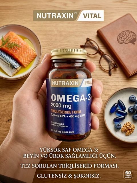 Balıq Yağı Vitamin Omega-3 2000 mg Nutraxin Norveç — Bakı