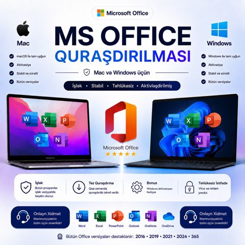 Mac & Windows 10 / 11 üçün MS Office quraşdırılması — Bakı