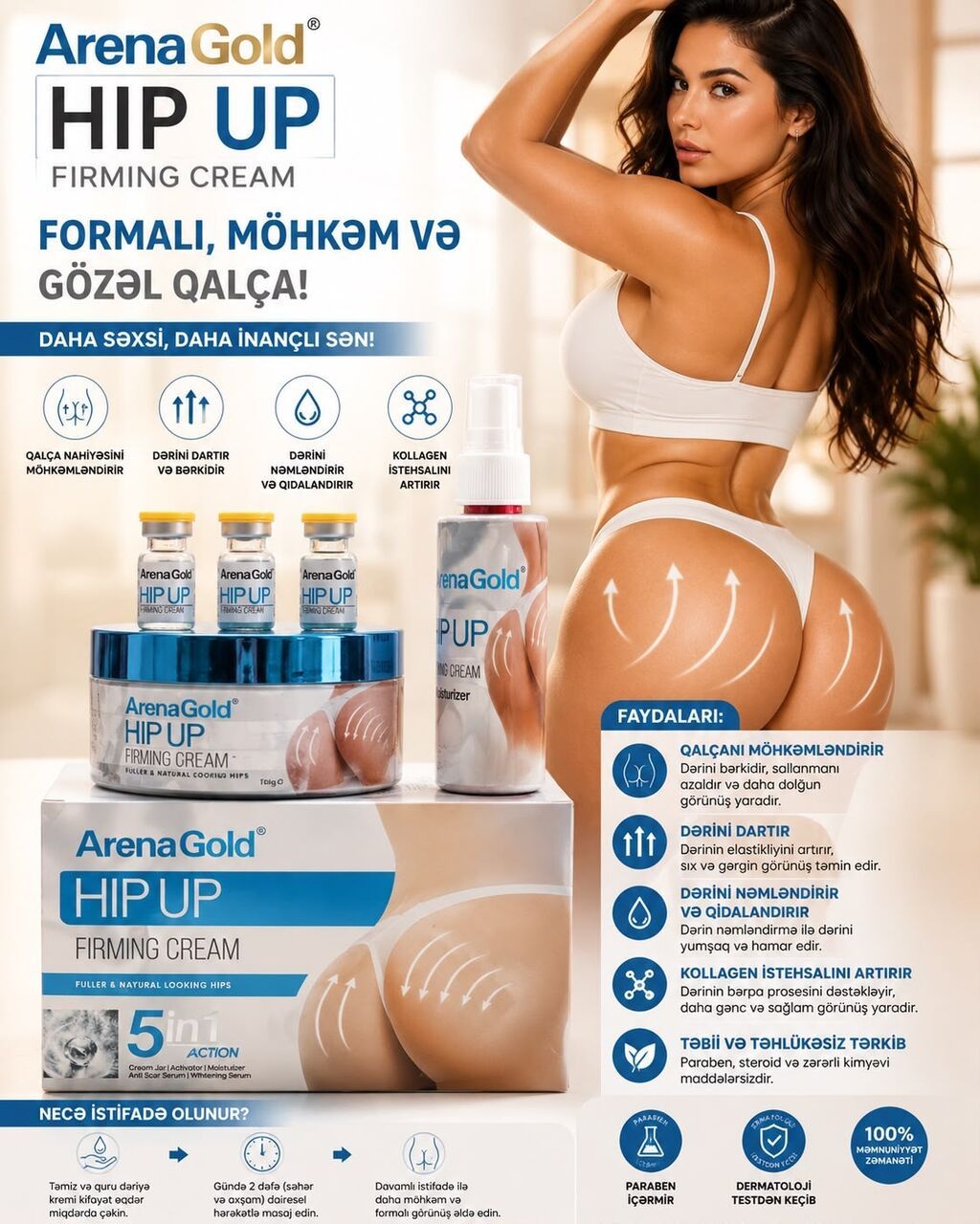 ArenaGold bFirm & Hip Up – bədən formalaşdırıcı krem və serumlar — Kosmetik və parfüm dəstləri, Bakı (3)