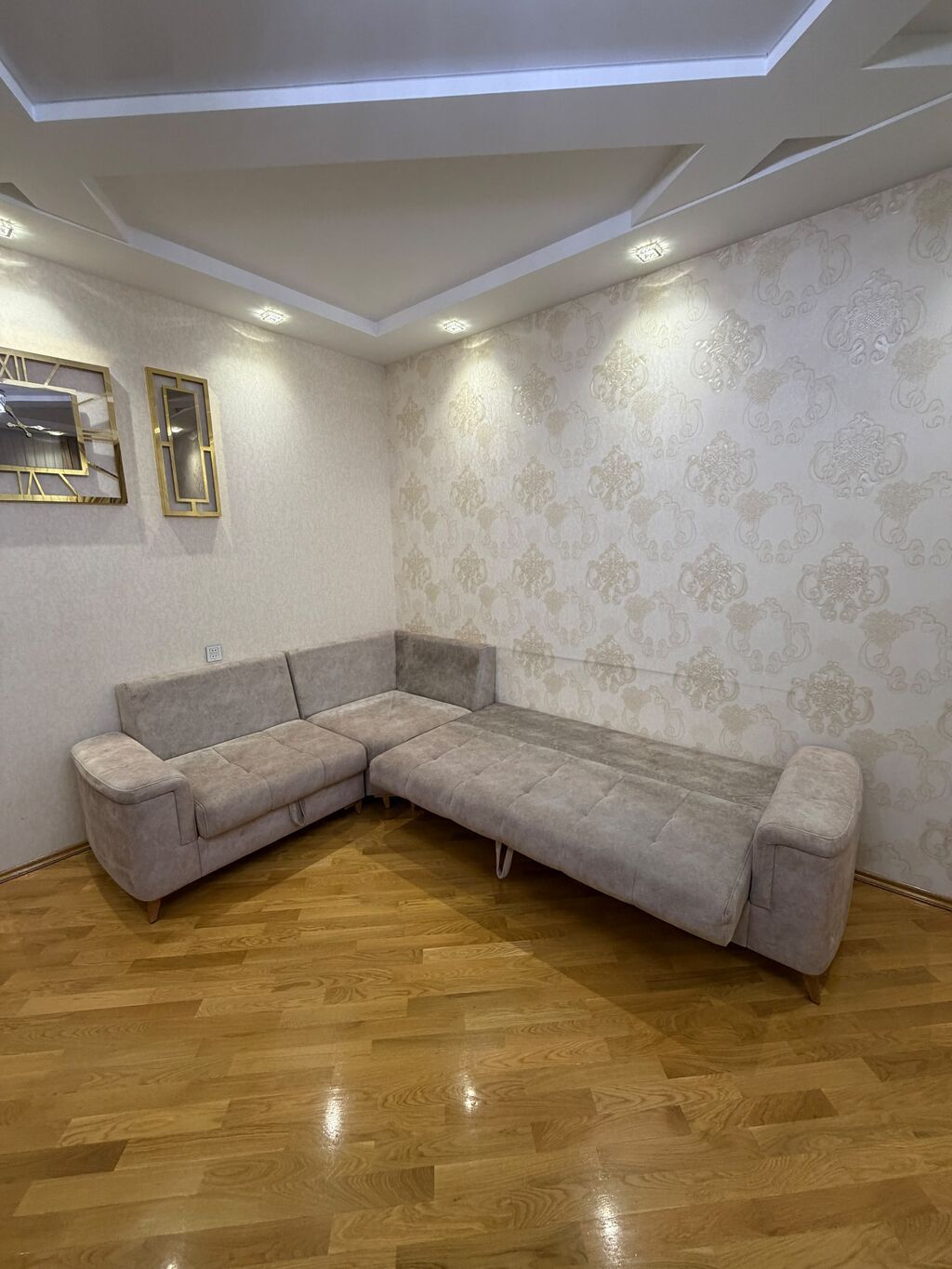 Künc divan, İşlənmiş, Açılan, Bazalı, Vеlur parça — Divanlər, Bakı (3)