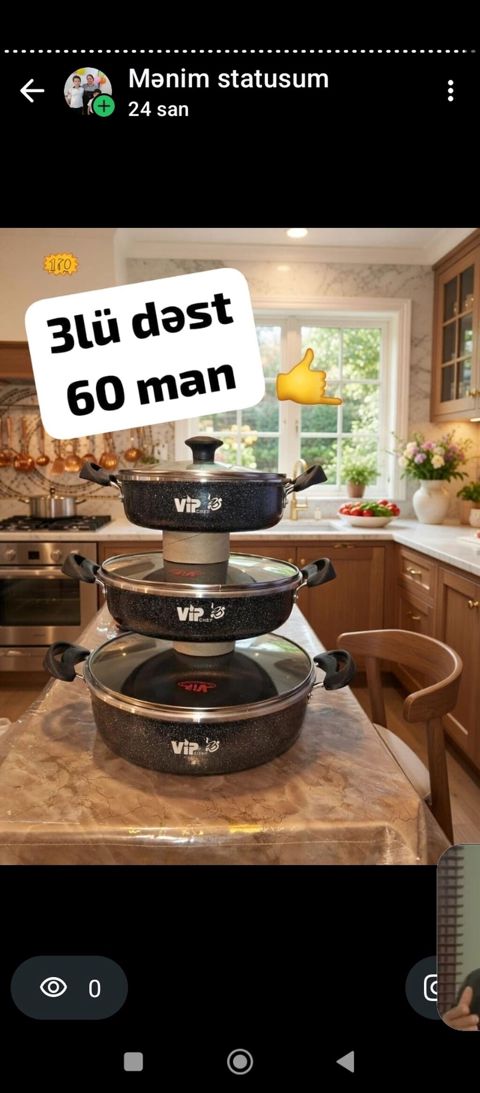VIP Chef 3-lü tava dəsti - Çoxölçülü set: 3 müxtəlif diametrli tava — Digah