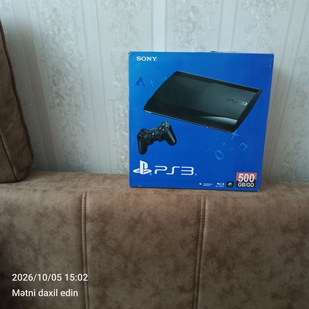 Sony PlayStation 3 (PS3) – 500 GB - Rəsmi PS3 Super Slim model (qutu — Oyun konsolları, Bakı