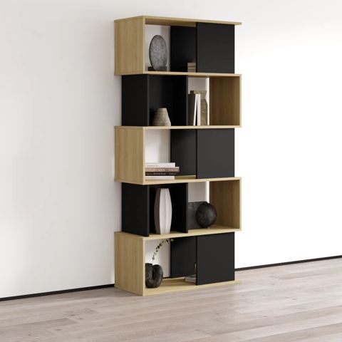 Kitab rəfi Elegant Wood ZARR632, laminat, ağ/qəhvəyi, 200x90x40 sm — Bakı