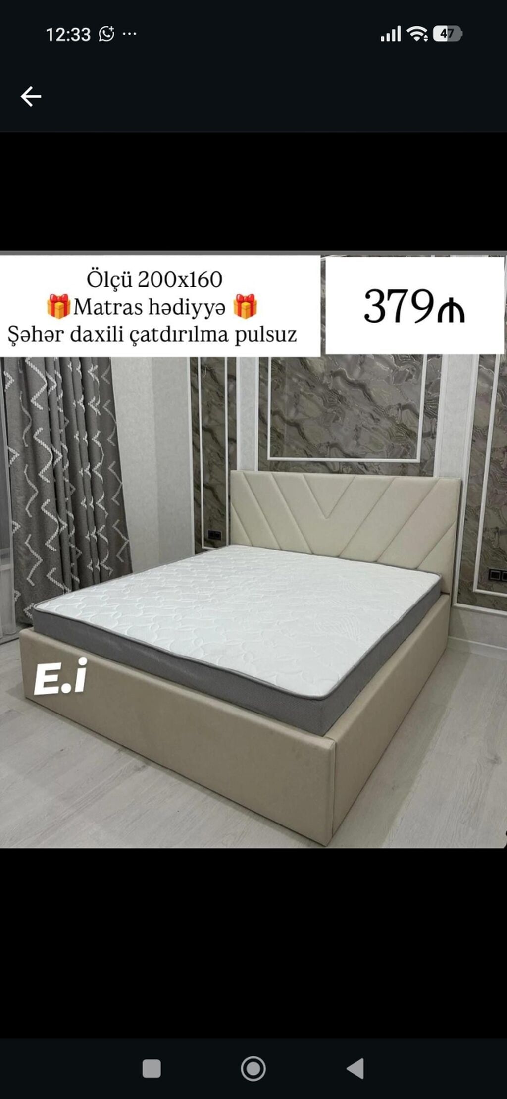 Yataq dəsti – ölçü 200x160 Yumşaq başlıqla müasir dizayn — Yataq otağı mobilya dəstləri, Bakı
