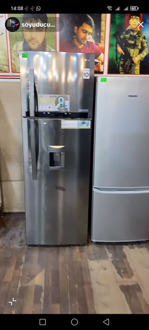 LG ikikameralı soyuducu, paslanmayan polad (inox) korpus. - Yuxarıda — Digah