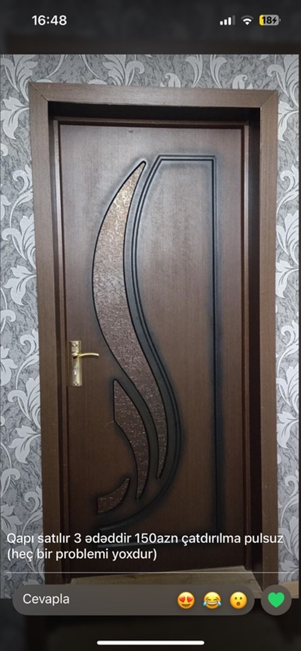Məhsul: Otaq qapısı (3 ədəd) - Material: Ağac əsaslı, qəhvəyi ton — Pəncərələr, qapılar, balkonlar, Pirəkəşkül
