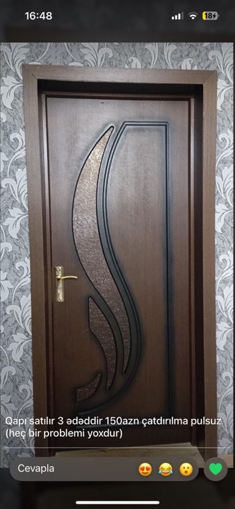 Məhsul: Otaq qapısı (3 ədəd) - Material: Ağac əsaslı, qəhvəyi ton — Pirəkəşkül