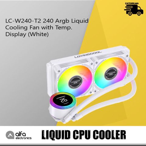 Argb Cpu Kuler LovingCool LC-W240-T2 240 with Temp. Display (White)" — Bakı