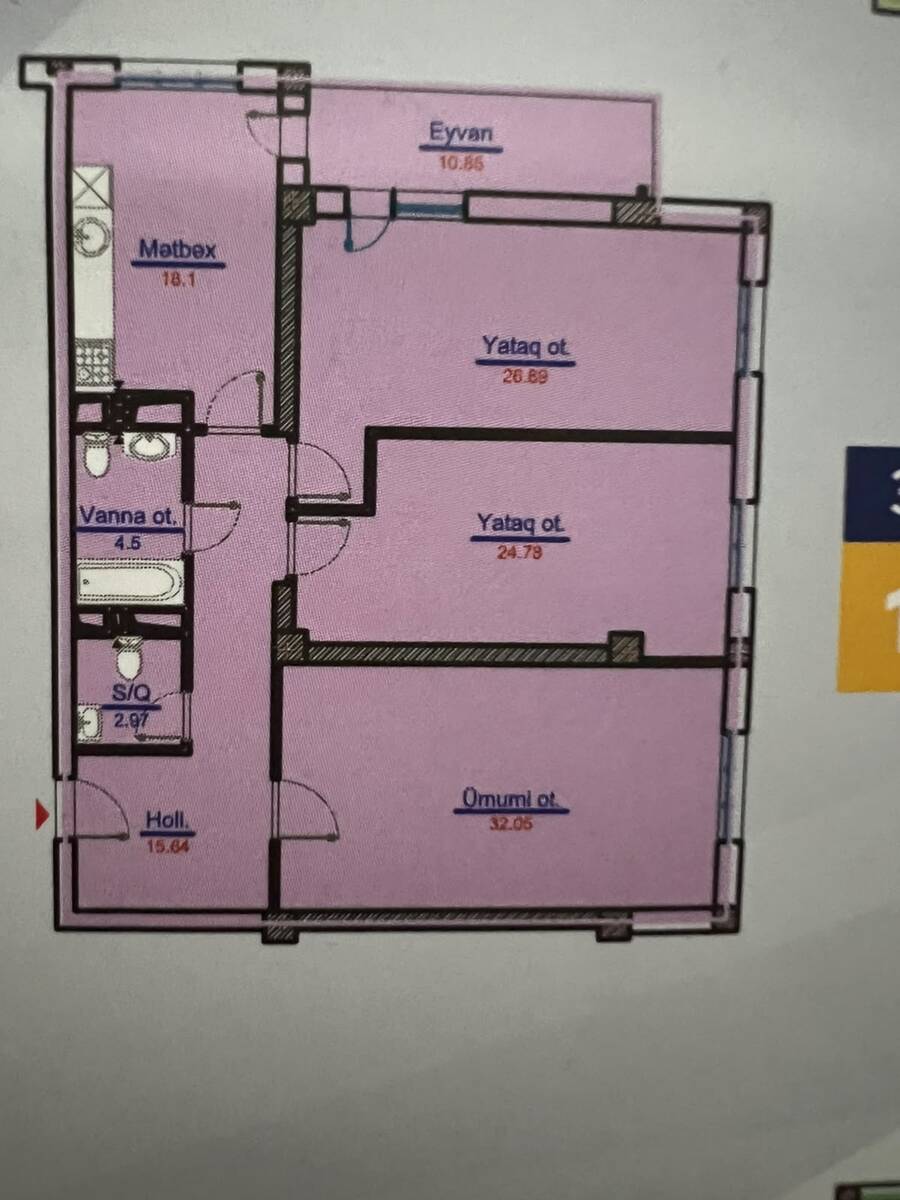 Satılır 3 otaqlı yeni tikili 135 m² — Mənzil, Bakı (3)