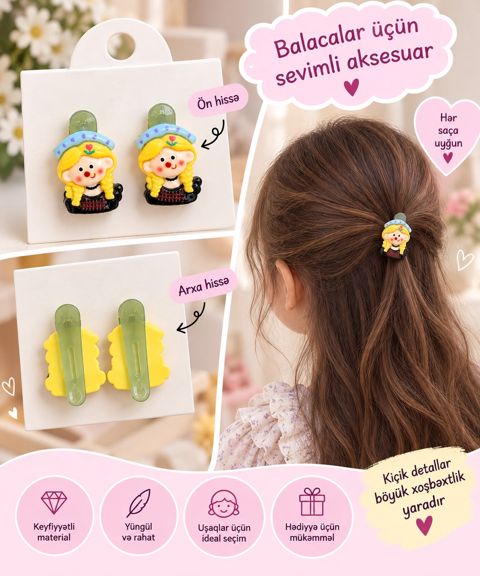Saç qısqacı 13455, sarı/yaşıl, plastik, 2 ədəd — Bakı