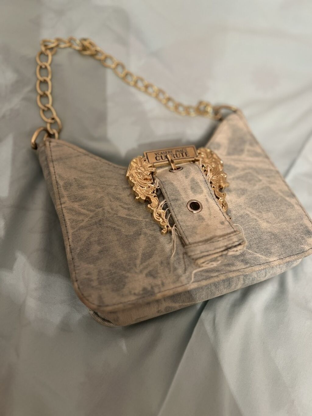 Juicy Couture tərzində zəncirli çiyin çantası - Material: açıq rəngli — Çantalar, çamadanlar, cüzdanlar, Bakı (2)