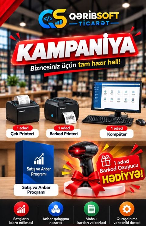 Satış barkod proqramı və barkod avadanlığı dəsti — Bakı