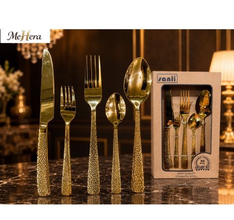 Süfrə ləvazimatları dəsti 6309, paslanmayan polad, qızılı, 30 parça — Bakı
