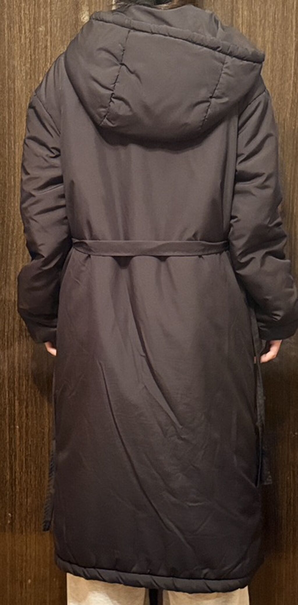 Qadınlar üçün uzun qış paltosu – qara rəng - Model: kapüşonlu, diz — Palto, Bakı (2)