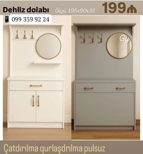 Dehliz dolabı – ölçü: 195 x 90 x 35 sm Xüsusiyyətlər: - Asılqan — Bakı