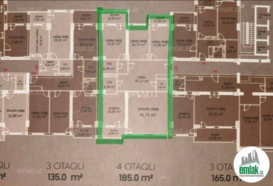 Satılır 4 otaqlı 185 m² yeni tikili Xətai r — Mənzil (2)