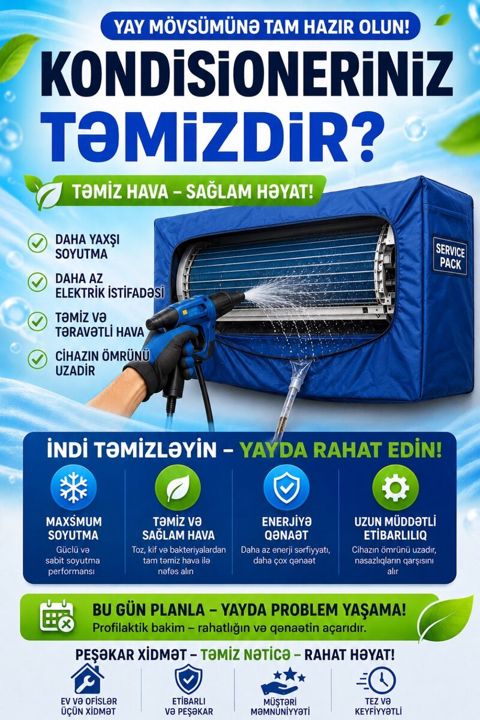 Kondisionerlərin yuyulması — Bakı