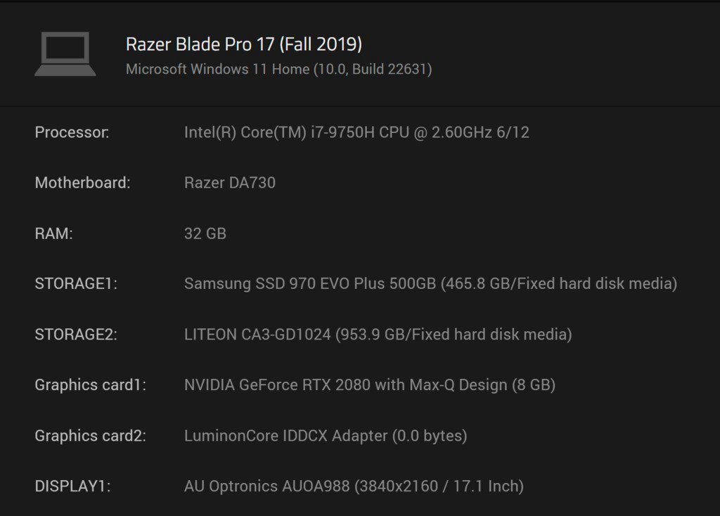 Razer Blade Pro 17 4K 120HZ touch screen 1.5tb name SSD — Noutbuklar, Bakı (2)