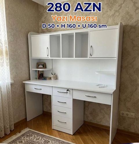 Yazı masası – 280 AZN Ölçülər: Dərinlik 50 sm Hündürlük 160 sm — Bakı