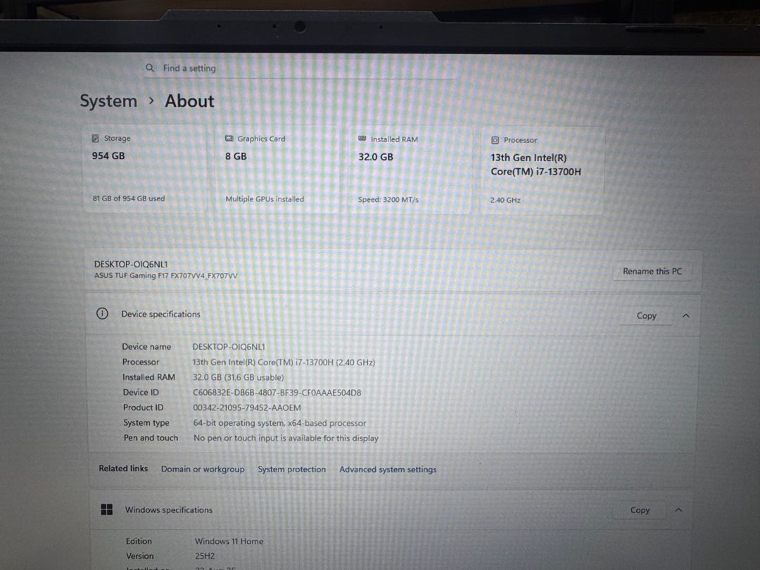 ASUS tuf Gaming F17 RTX4060 — Noutbuklar, Bakı (7)