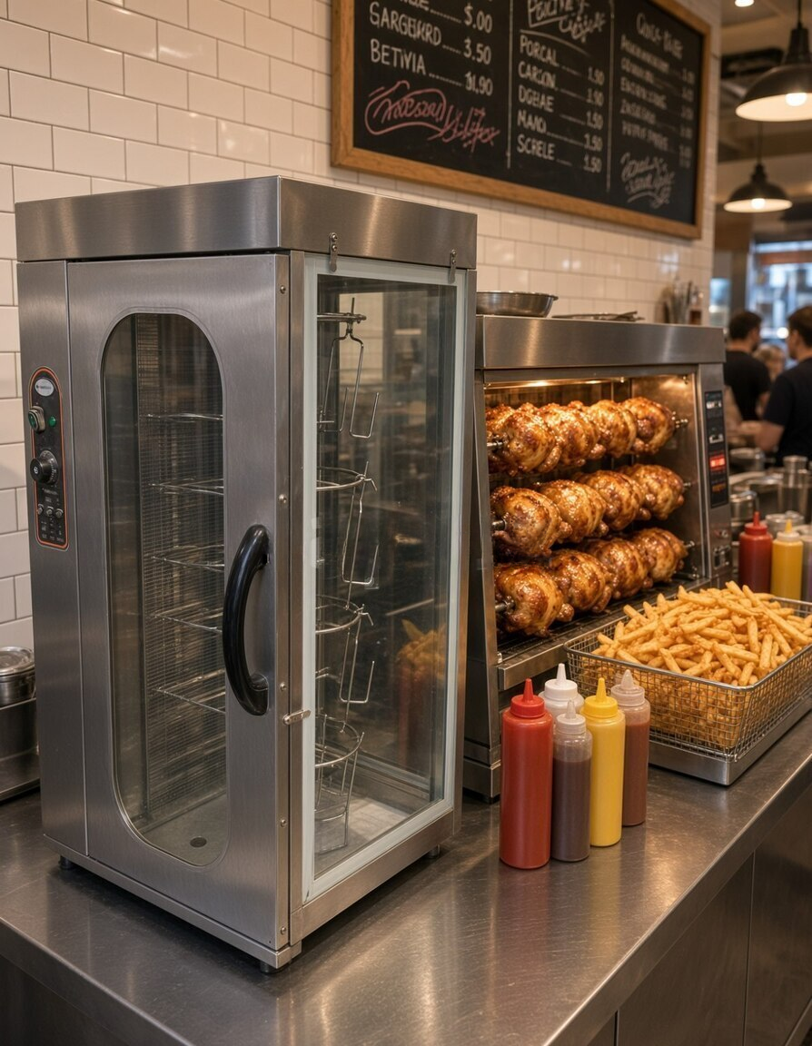 Elektrikli toyuq rotisserie sobası və qızartma vitrini — İsitmə avadanlığı, Bakı (2)