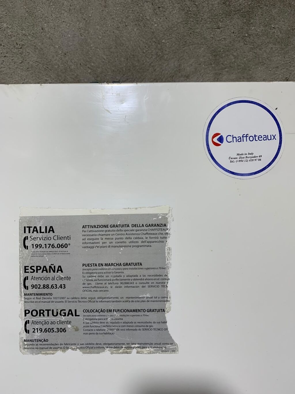 Chaffoteaux Alixia qaz kombi (divar tipli qazan) - Brend/model — Kombilər, Bakı (4)