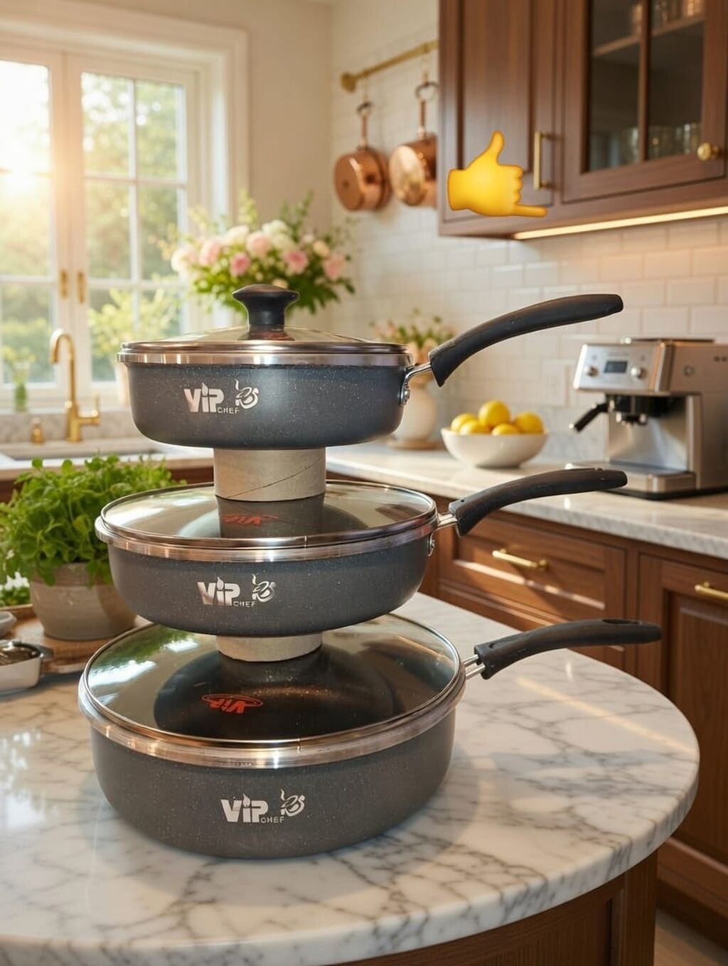 VIP Chef 3-lü tava dəsti - Çoxölçülü set: 3 müxtəlif diametrli tava — Jaketlər, Digah (4)