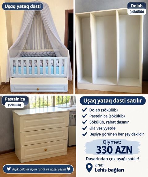 Aynur92 kod4147 Qiymet *330 Azn* Usaq yataq desti satilir Dolab ve — Bakı