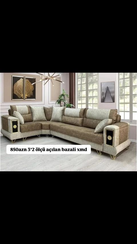 Künc divan – açılan və bazalı model - Ölçü: 3×2 m - Funksiya: açılan — Bakı