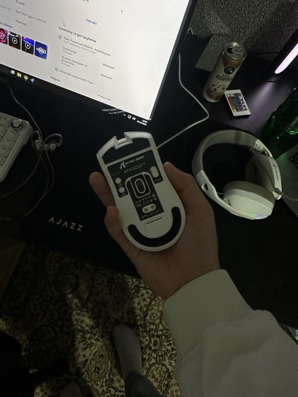 Attack Shark X11 simsiz/simli gaming mouse - Rəng: ağ - Bağlantı — Klaviaturalar və siçanlar, Bakı (3)