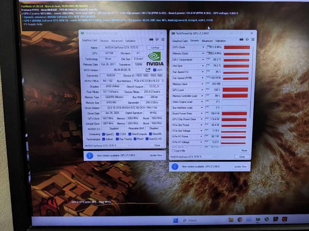Video kart Palit GTX 1070Ti Jetstream 8GB — Kompüterlər və noutbuklar, Bakı (6)