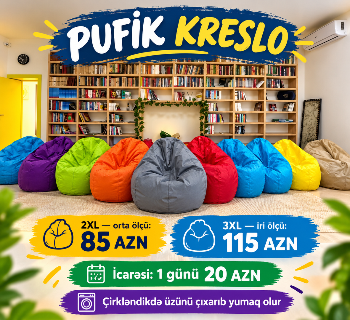 Kreslo tipli puf, Açıq yaşıl rəng — Yevlax