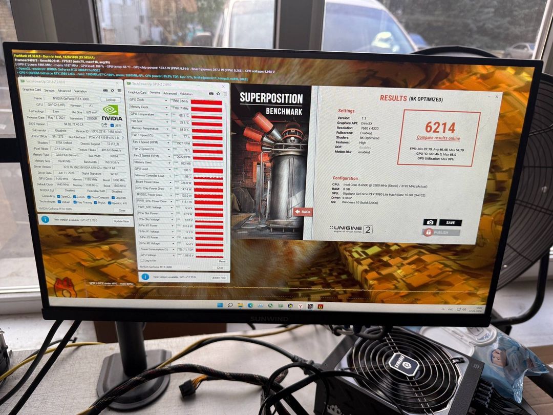 Video kart Gigabyte RTX 3080 Vision OC 10GB — Kompüterlər və noutbuklar, Bakı (6)