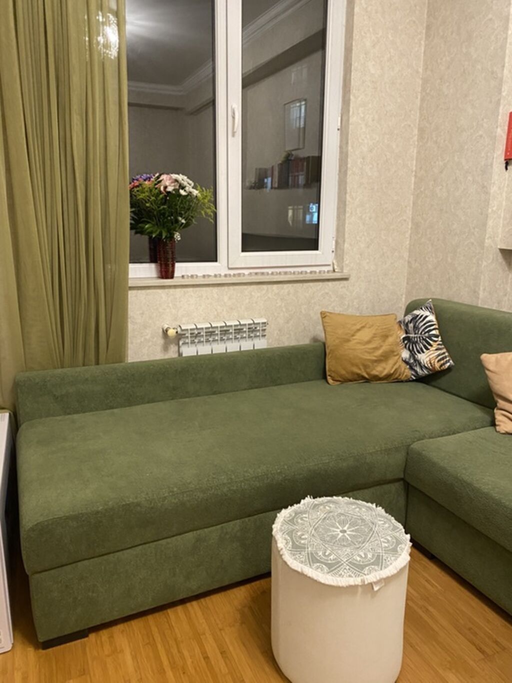Yaşıl rəngli L formalı künc divan - Müasir minimal dizayn, düz — Divanlər, Bakı (4)